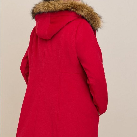 Torrid Plus Size Wool Zip Front Faux Fur Trim Coat Size 5 - Picture 3 of 6